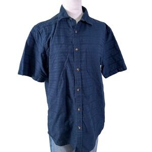 Men's Old Navy Blue Striped Button Up Short Sleeve Casual Shirt Medium